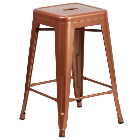 Afuera Living 24" Metal Backless Counter Stool in Copper Powder Coat