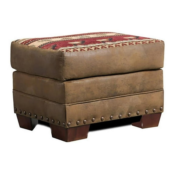 Afuera Living 26.5" Microfiber Sierra Lodge Ottoman in Brown