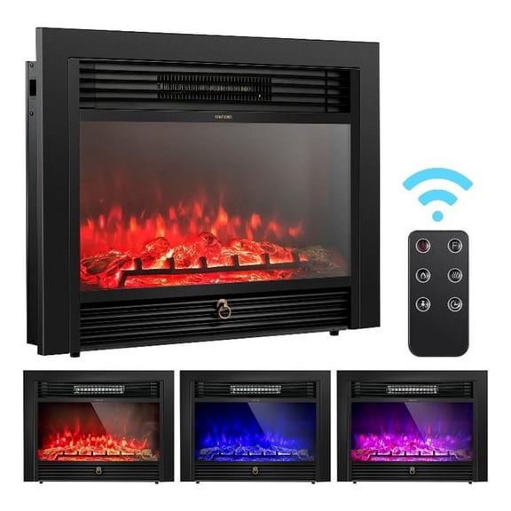Afuera Living 28.5" Fireplace Electric Embedded Insert Heater Glass in Black
