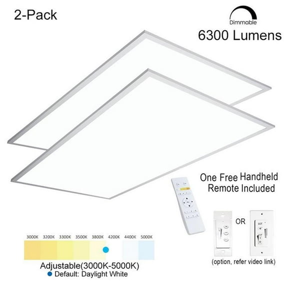 Afuera Living 2ft.x4ft. LED Commercial Flat Panel Ceiling Light - White (2pcs)