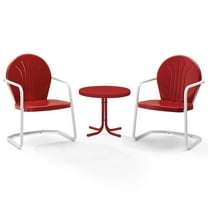 Afuera Living 3 Piece 22"Round Metal Patio Conversation Set in Red