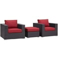 thumbnail image 1 of Afuera Living 3-Piece Aluminum and Rattan Patio Sofa Set in Red/Espresso, 1 of 6