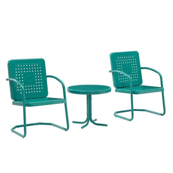 Afuera Living 3-Piece Metal Outdoor Chair Set in Turquoise Gloss