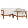 thumbnail image 1 of Afuera Living 3 Piece Solid Teak Wood Patio Sectional in Natural and White, 1 of 14