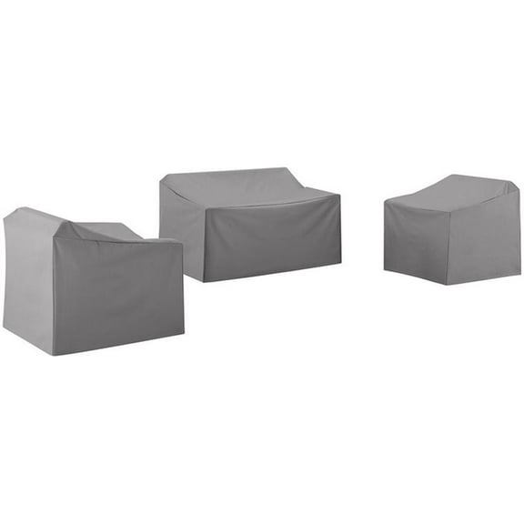 Afuera Living 3-Piece Vinyl/Heavy Gauge Patio Loveseat Cover Set in Gray