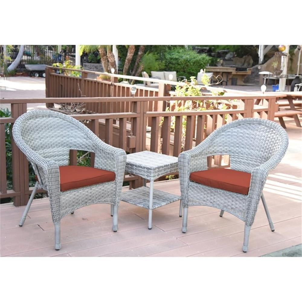Afuera Living 3 Piece Wicker Patio Conversation Set in Gray and Brick Red Walmart Business Supplies