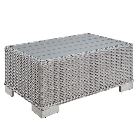 Afuera Living 32" Wicker Rattan Patio Coffee Table in Light Gray