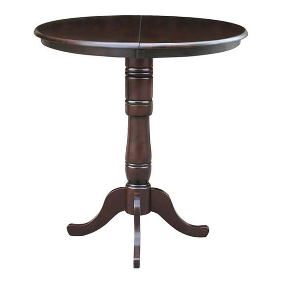 Afuera Living 36" Round Top Pedestal Bar Table With 12" Leaf in Walnut