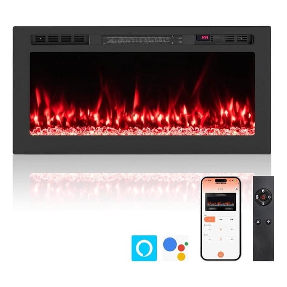 Afuera Living 36" Smart WiFi Electric Fireplace Work with Alexa & Recessed