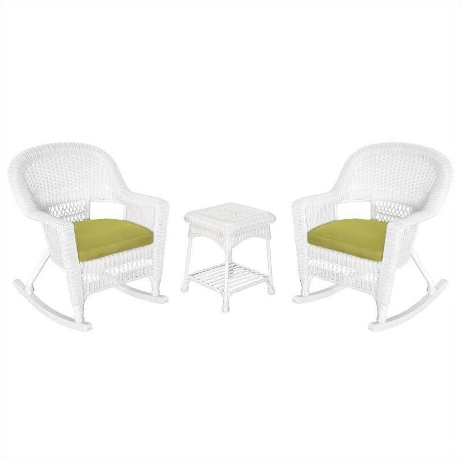 Afuera Living 3pc Rocker Wicker Chair Set in White with Green Cushion - image 1 of 1