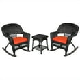 thumbnail image 1 of Afuera Living 3pc Wicker Rocker Chair Set in Black with Red Cushion, 1 of 1