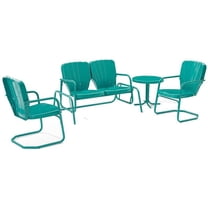 Afuera Living 4-Piece Modern Metal Outdoor Conversation Set in Turquoise Gloss