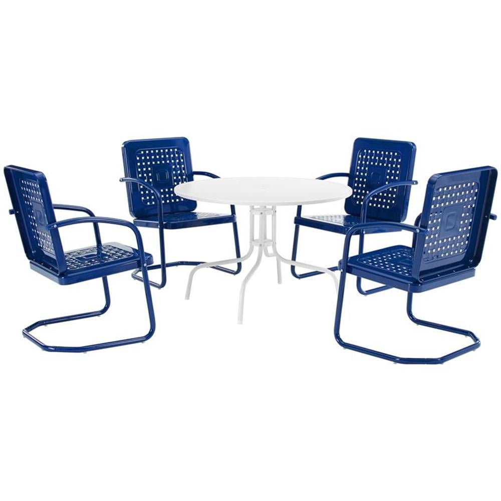 Bates Navy Gloss Steel 5-Piece Outdoor Dining Set