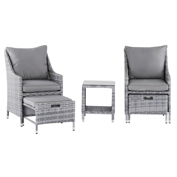 Afuera Living 5-Piece Wicker / Rattan Outdoor Seating Set in Gray