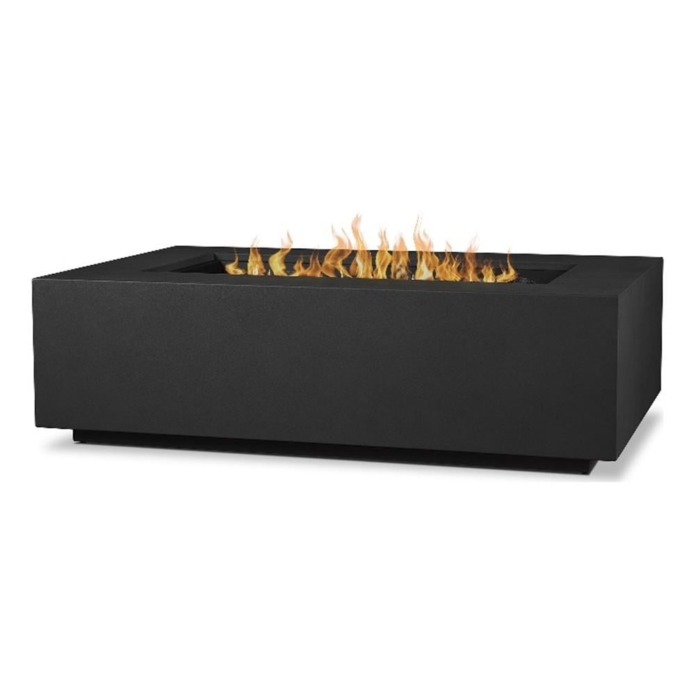 Afuera Living 50" Stainless Steel Rectangle Propane Fire Table in Black