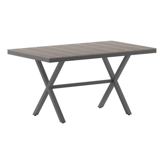 Afuera Living 59x35.5" Cross Frame Metal Patio Table in Gray