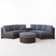 thumbnail image 1 of Afuera Living 6 Piece Outdoor Wicker Sectional Sofa Set in Navy, 1 of 32