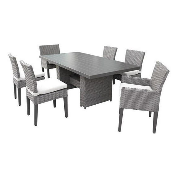 Afuera Living 7 Piece Rectangular Patio Dining Set in Sail White