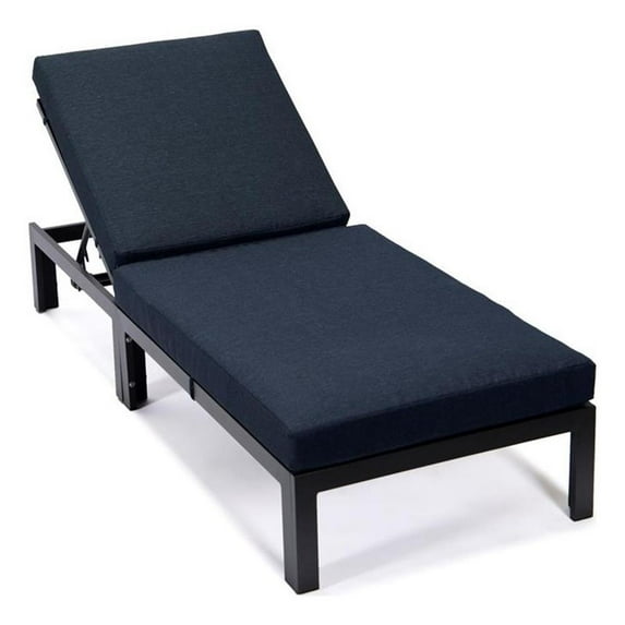 Afuera Living Aluminum Patio Chaise Lounge Chair With Black Cushions