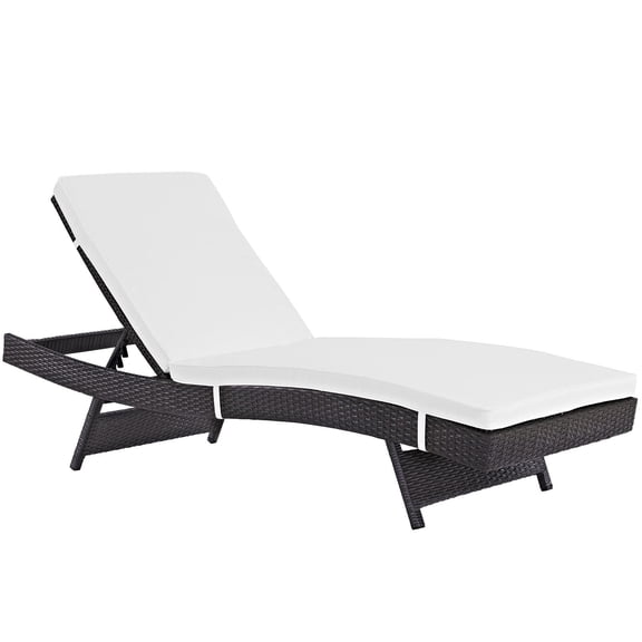 Afuera Living Aluminum and Rattan Patio Chaise in Espresso / White