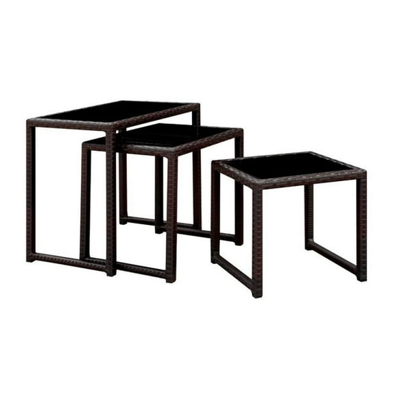 Afuera Living Aluminum and Tempered Glass Patio Nesting Table in Espresso