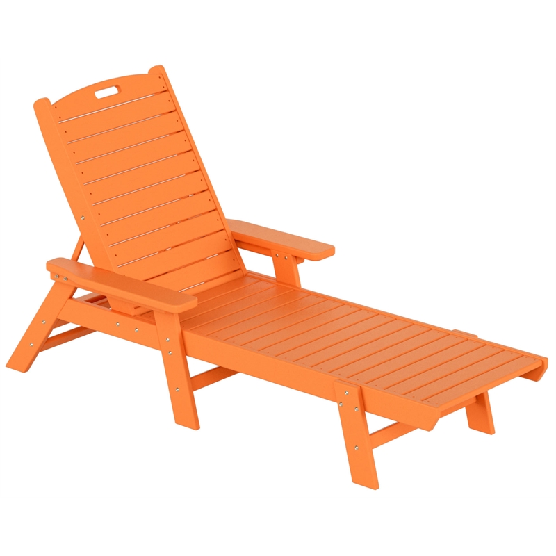 Afuera Living Coastal Outdoor HDPE Plastic Reclining Chaise Lounge in Orange - image 1 of 6