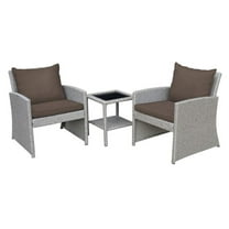 Afuera Living Contemporary 3 Piece Wicker Bistro Set in Brown