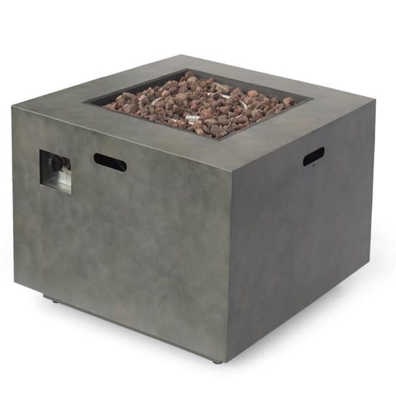Afuera Living Contemporary 33" Square Fire Pit in Concrete