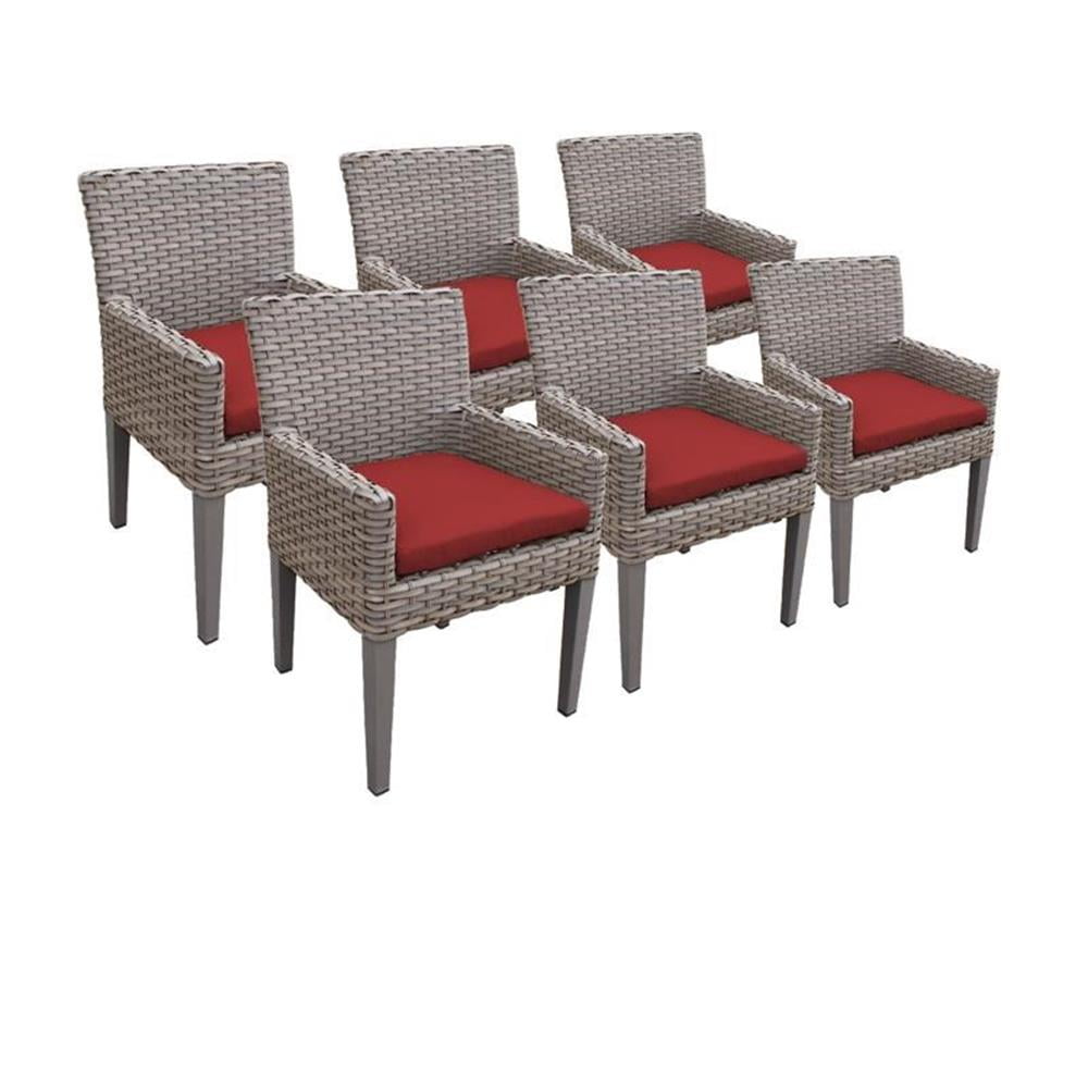 Terracotta Outdoor Wicker Arm Chairs with Aluminum Legs