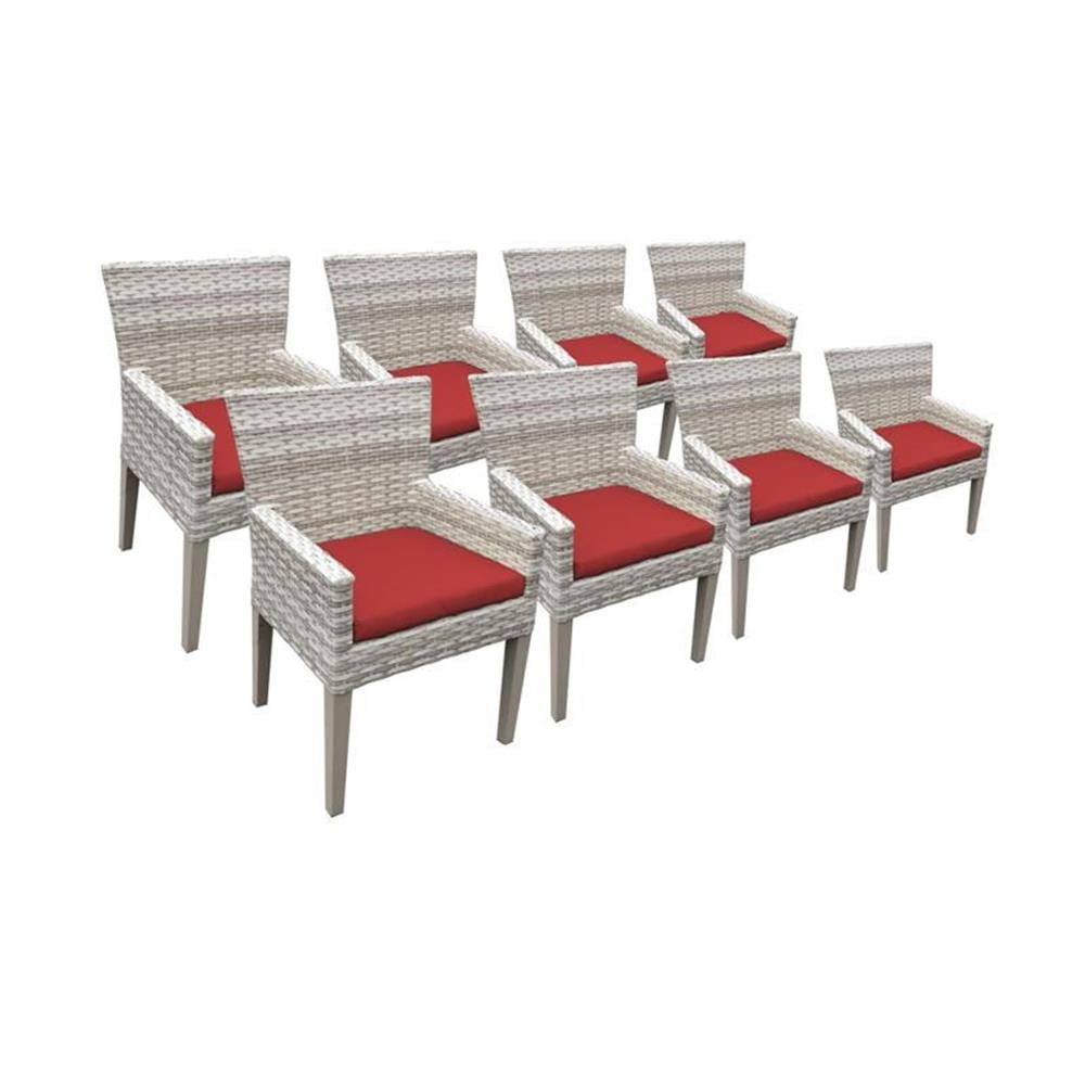 Outdoor Terracotta Wicker Dining Chairs with Aluminum Frame, Set of 8