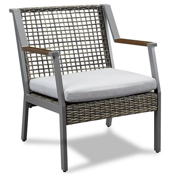 Afuera Living Contemporary Aluminum Patio Dining Arm Chair in Gray (Set of 2)