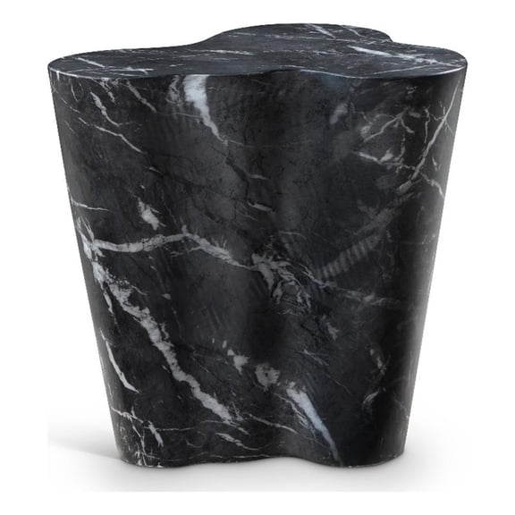 Afuera Living Contemporary Black Indoor/Outdoor Concrete Marble Finish End Table