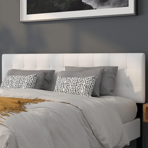 Afuera Living Contemporary King Fabric Panel Headboard in White