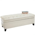 thumbnail image 1 of Afuera Living Contemporary Leather Storage Ottoman in Ivory Finish, 1 of 6