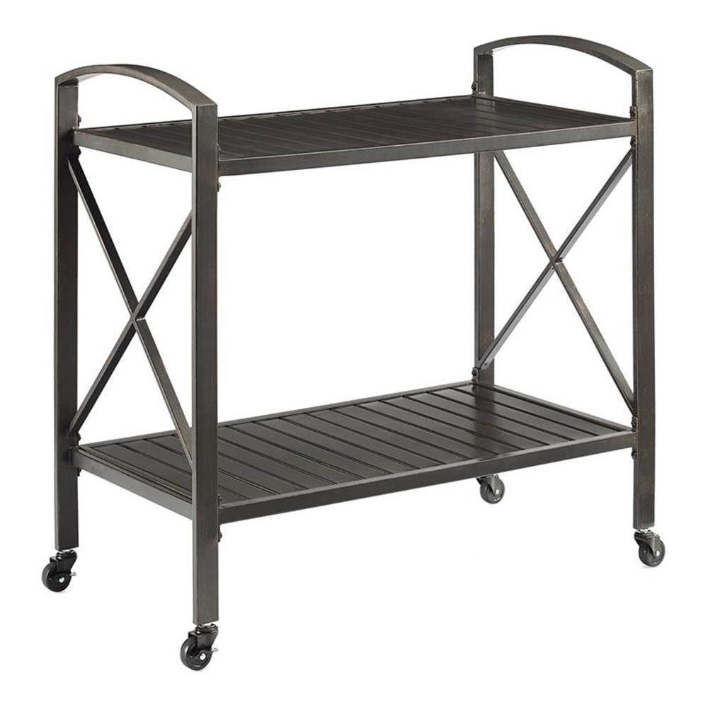 Kaplan 40" Oil Rubbed Bronze Outdoor Metal Bar Cart with Storage