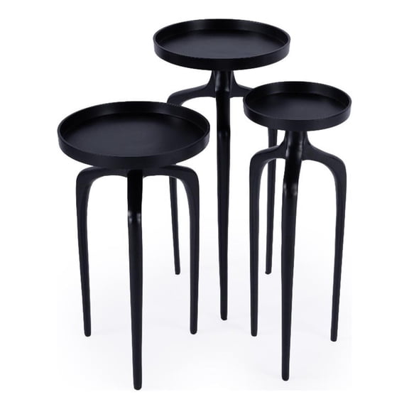 Afuera Living Contemporary Outdoor Scatter Table Set Of 3 - Black