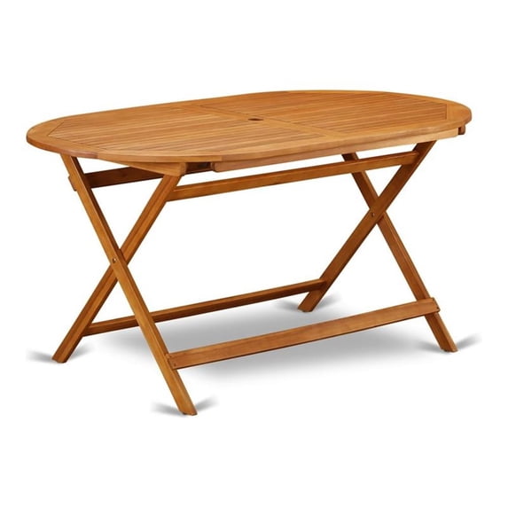 Afuera Living Contemporary Oval Wood Patio Dining Table in Natural Oil
