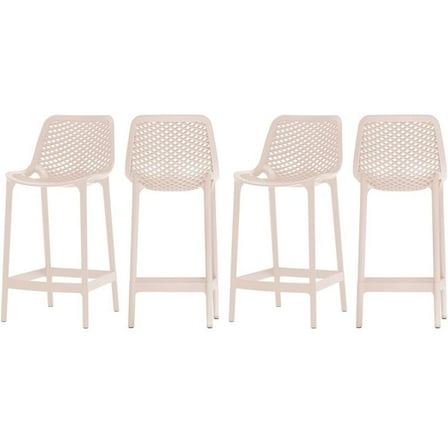 Afuera Living Contemporary Pink Outdoor Patio Stool (Set of 4)