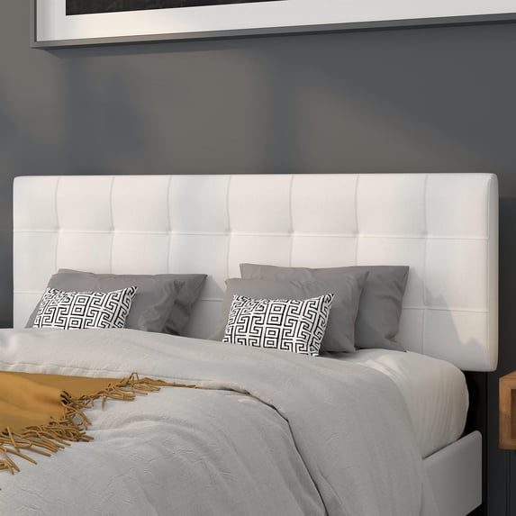 Afuera Living Contemporary Queen Fabric Panel Headboard in White