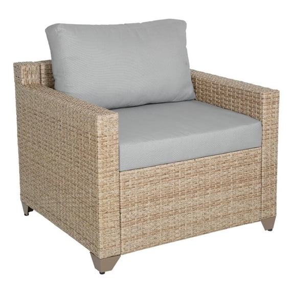 Afuera Living Contemporary Wicker / Rattan Outdoor Club Chair in Stone