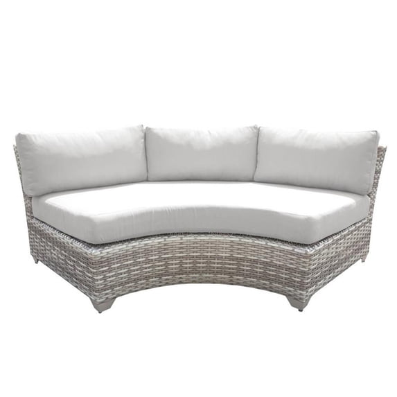 Afuera Living Curved Armless Hand Woven Wicker Patio Sofa in White (Set of 2)
