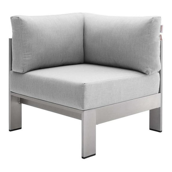 Afuera Living Fabric Outdoor Patio Corner Sofa in Silver Gray