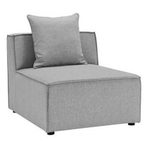 Afuera Living Fabric Upholstered Outdoor Patio Sofa Armless Chair in Gray