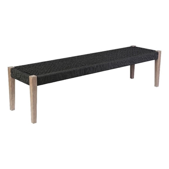 Afuera Living Fabric/Wood Indoor Outdoor Dining Bench in Charcoal/Natural