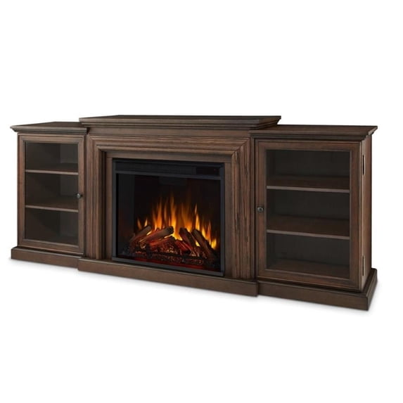 Afuera Living Solid Wood Chestnut Oak Electric Fireplace Rectangular Adjustable Thermostat 72"W Unassembled