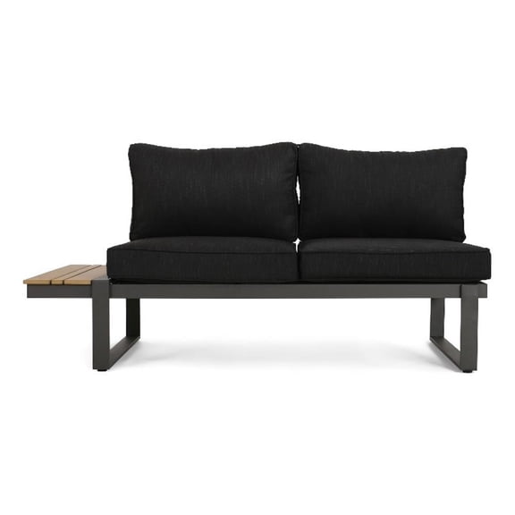 Afuera Living Gray Wood Left Arm Outdoor Sofa with Aluminum Frame