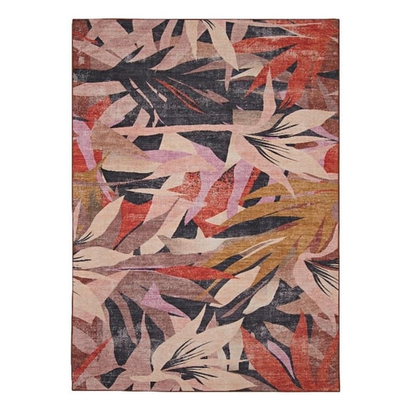 Afuera Living Indoor Outdoor Luna Polyester Area 5'x7' Rug in Orange and Cream
