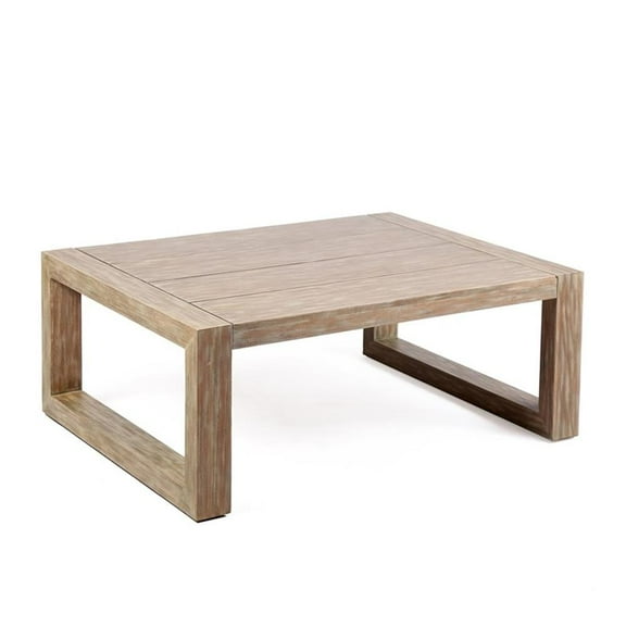 Afuera Living Light Solid Eucalyptus Outdoor Patio Coffee Table with Teak Finish