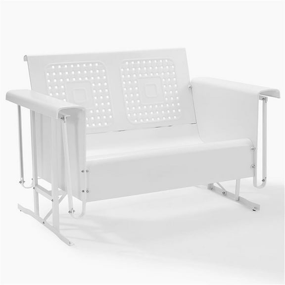 Afuera Living Metal Gliding Patio Loveseat w/ Rocking Mechanism in White