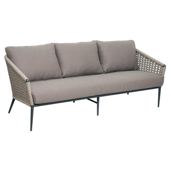 Afuera Living Modern Aluminum 3-Seat Sofa in Dark Gray